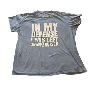 Mens Large Casual Blue Graphic T-Shirt, Distressed, Slightly Used.